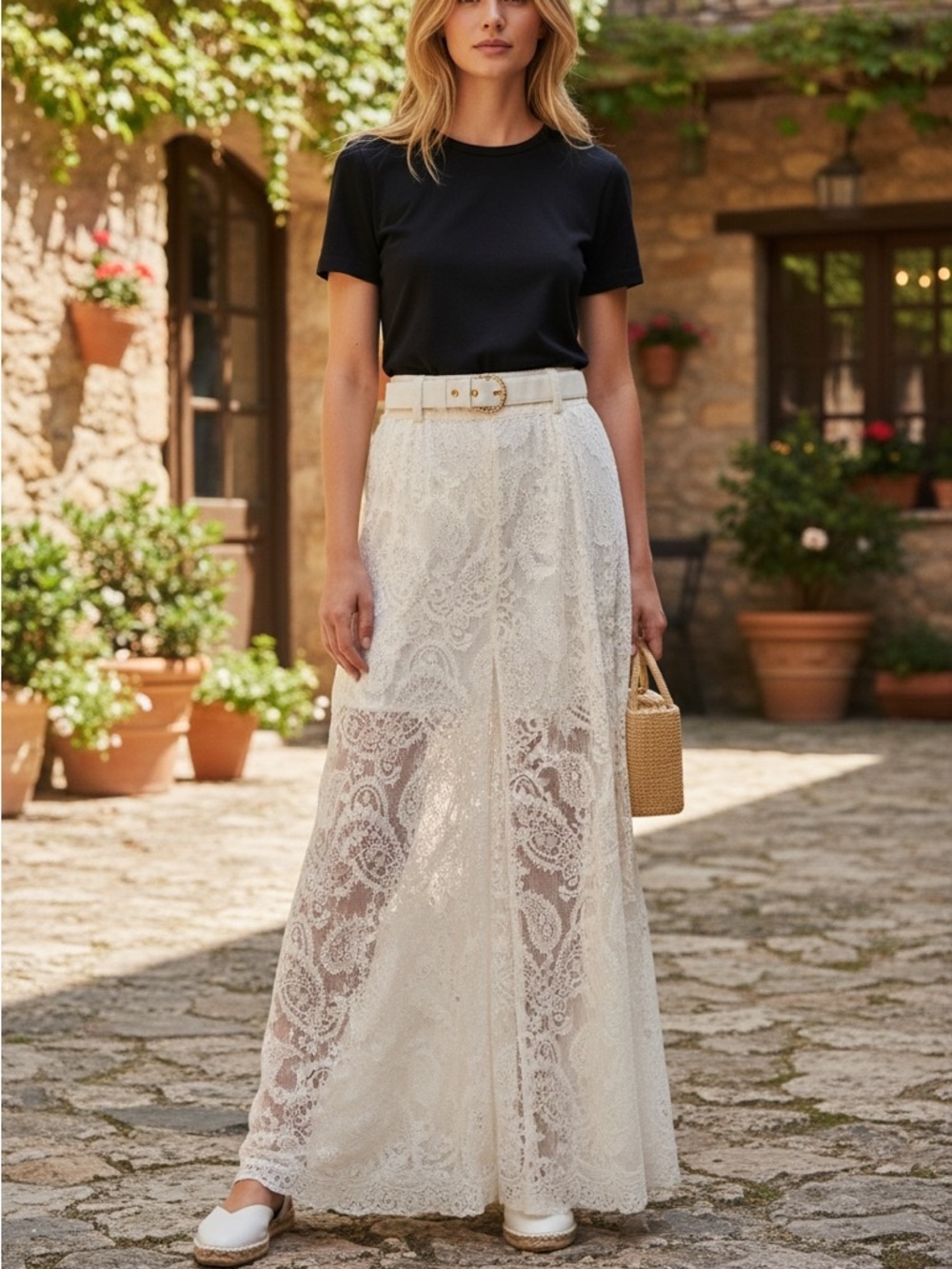 ZIMMERMANN Ivory White Lace Wonderland High Rise Wide Leg Pants